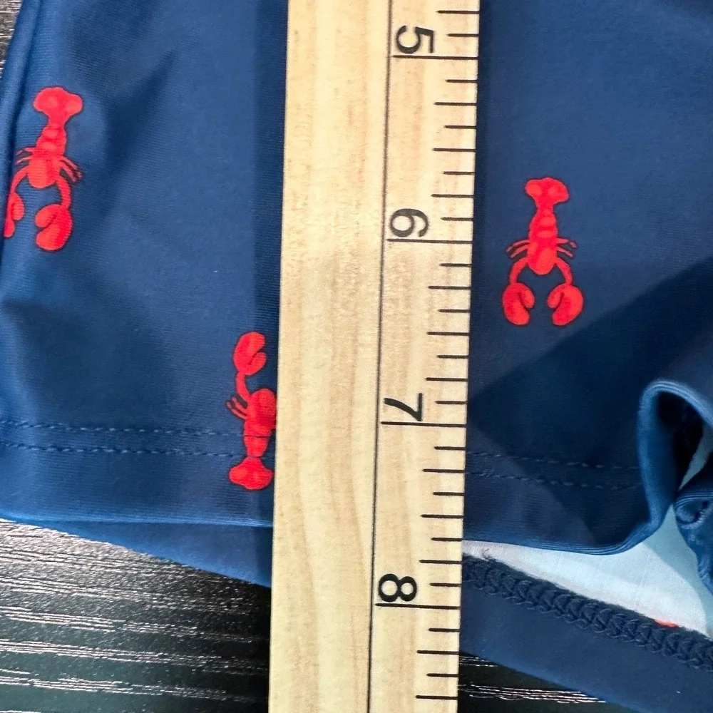 Carters Navy Blue Lobster‎ Swim Trunks Boys Size 9 Mos Elastic Waist Drawstring